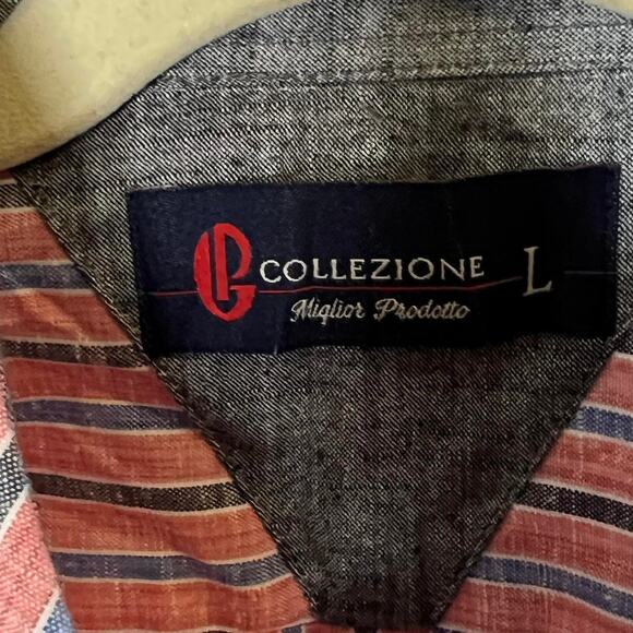 Collezione Casual Button Down Shirt Mens Size Large Pink Blue Stripes Dadcore - Picture 4 of 6